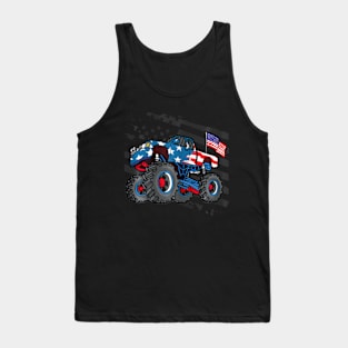 American Flag Trucker Men Women Boys Monster Truck Racing Tank Top